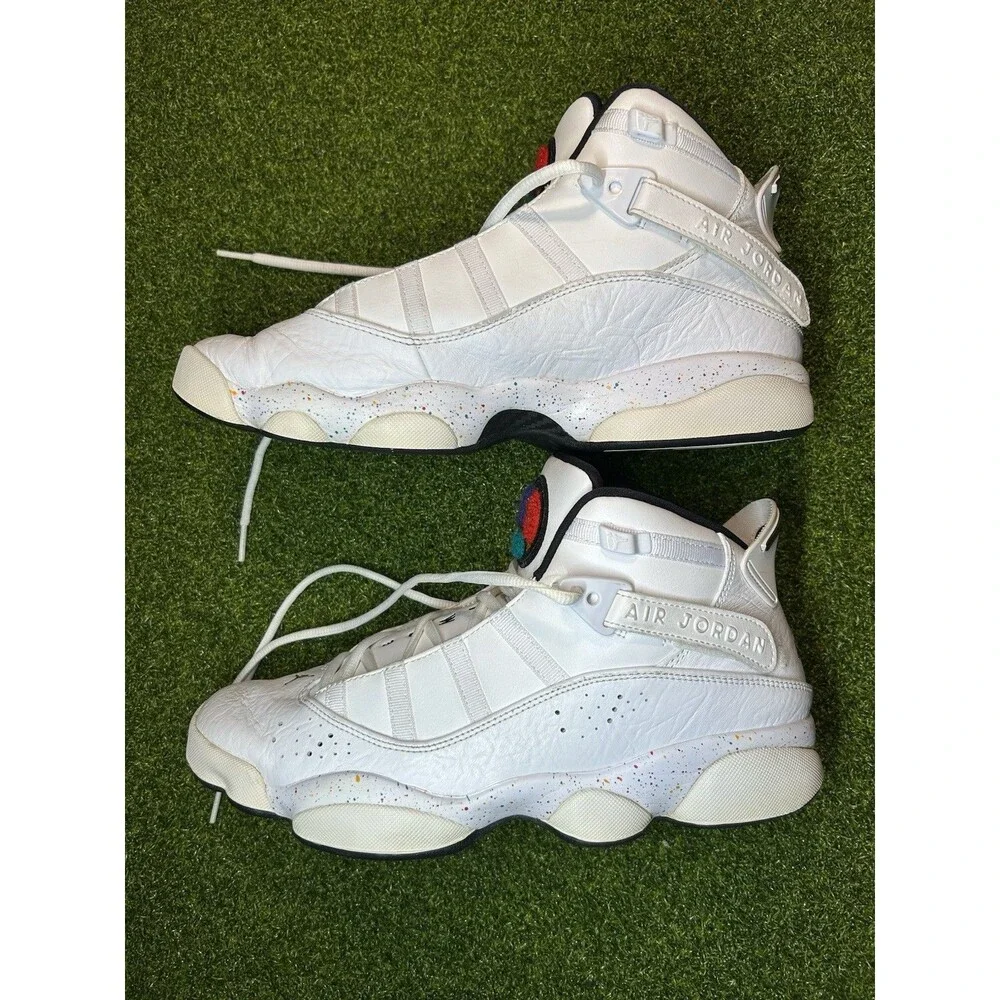 Air Jordan 6 Rings Confetti White Basketball Shoes 322992-100 Mens Size 9.5